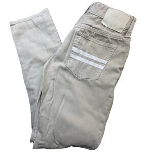 FIVE FOUR Distressed Slim Beige Denim Pants Double Stripe Back 30